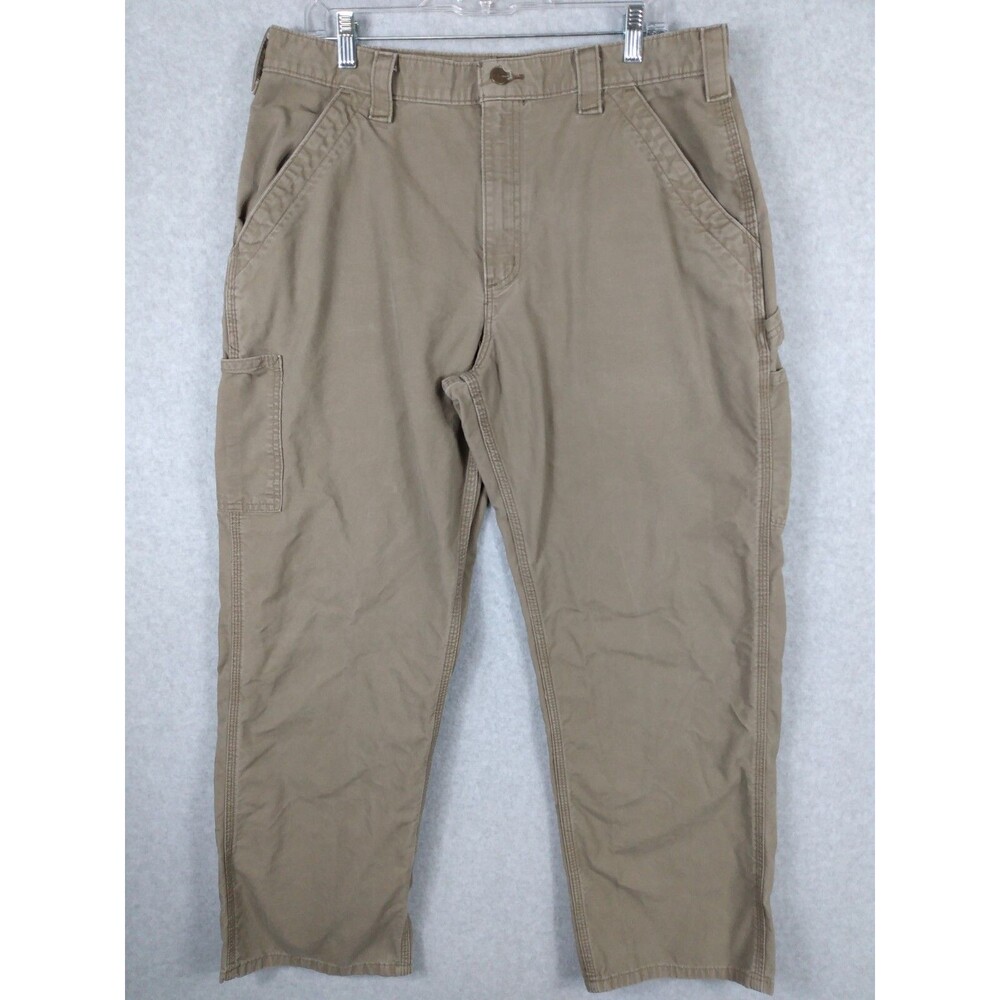 Carhartt Mens Pants 36x30 Dungaree Brown Carpenter Workwear Canvas Utility